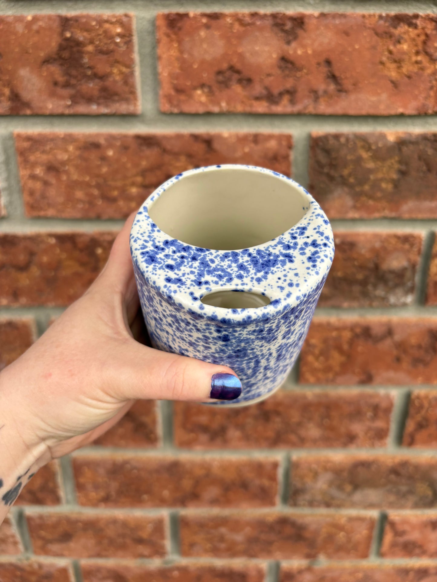 to-go cup spotty blue - 12oz