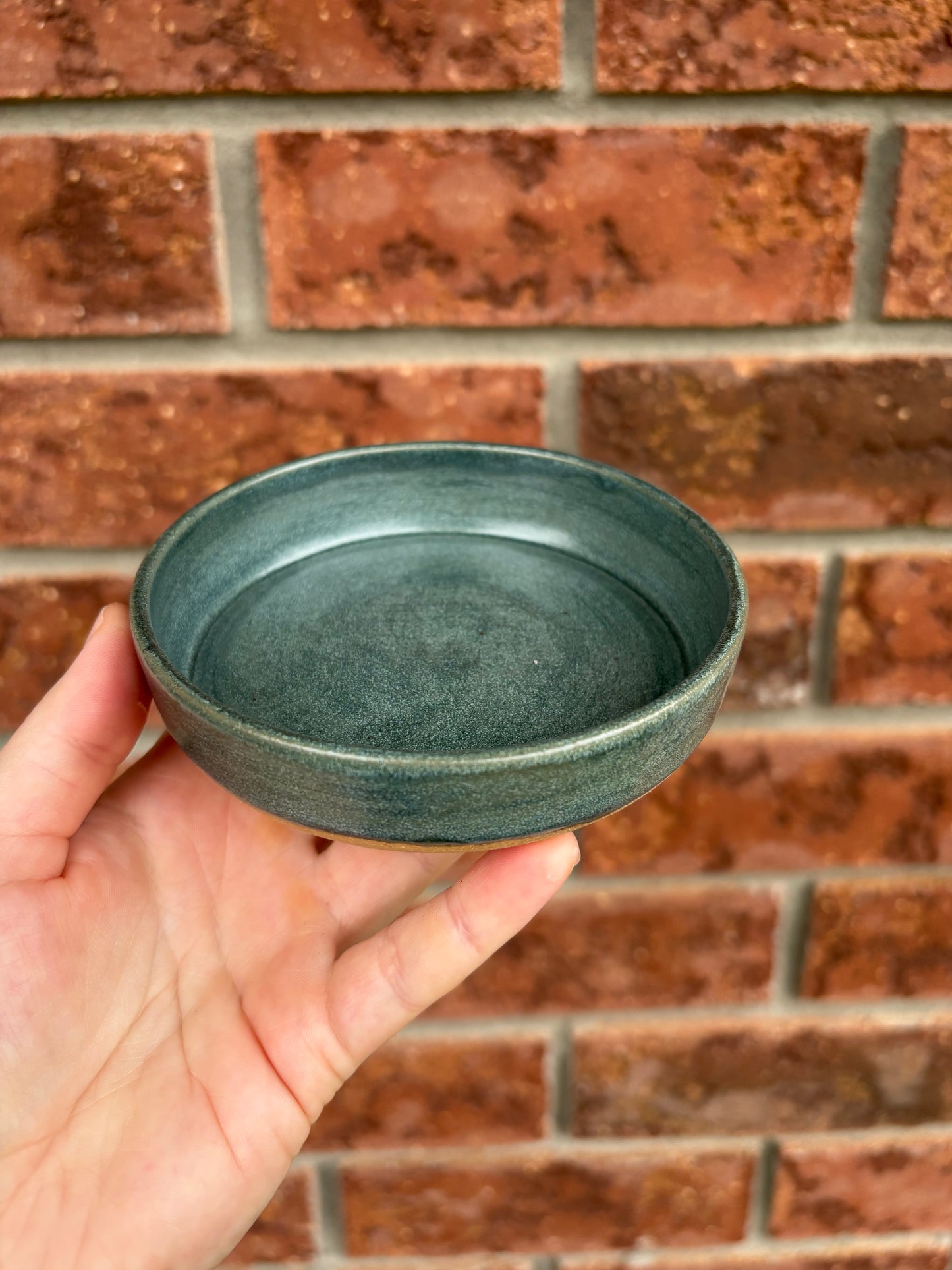 satin teal - walled dish